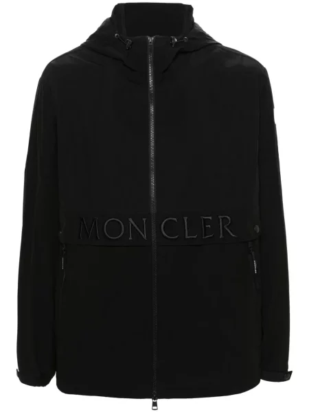 Bunda Moncler s výšivkou s kapucí černá