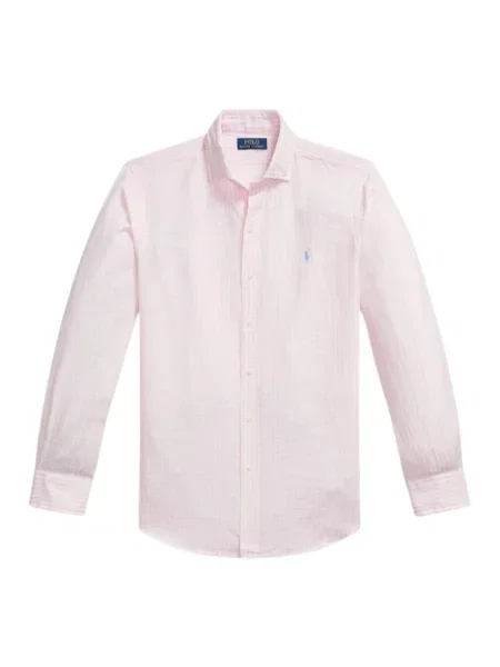 Koszula Ralph Lauren w paski z paskiem różowa