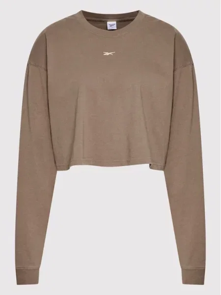 Majica z dolgimi rokavi Reebok z dolgimi rokavi rjava