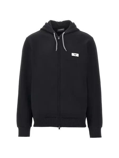 Mikina s kapucí Ea7 Emporio Armani s autogramem černá