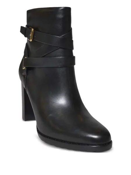 Δερμάτινα μποτάκια Lauren Ralph Lauren με αγκράφα μαύρο