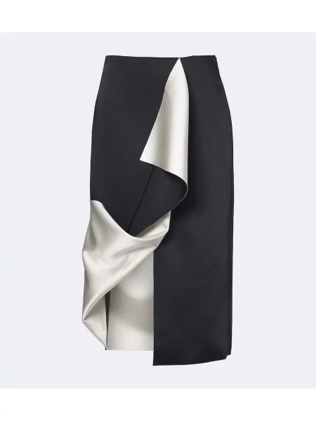 Fustă midi Róhe din satin asimetrică drapată negru