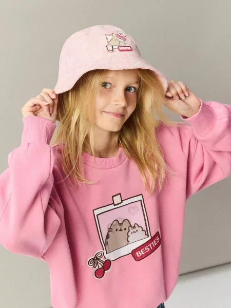 Reserved Džínsový klobúk Pusheen ružová