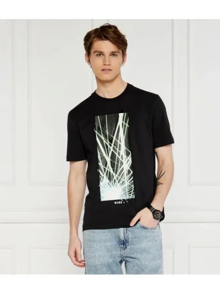BOSS GREEN Tricou Tee 6 | stretch negru