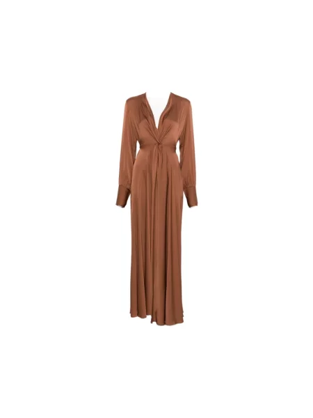 Sukienka Silk95five z dekoltem w serek brązowa