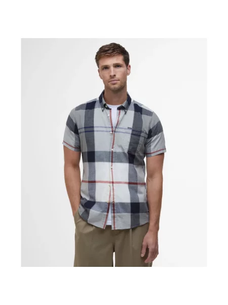Koszula z krótkim rękawem Barbour w kratę oliwkowa