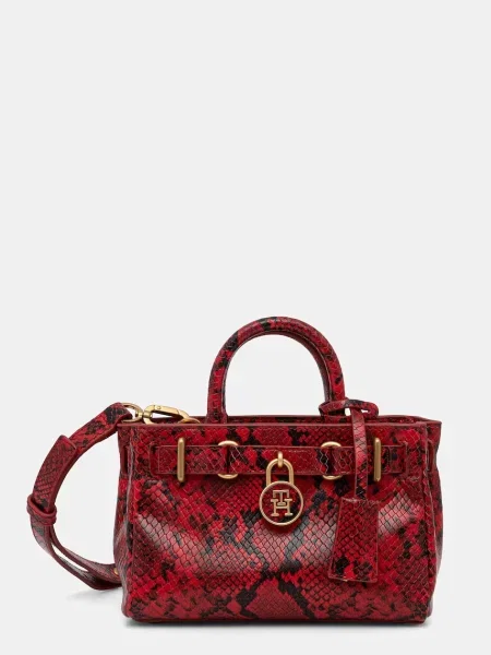 Tommy Hilfiger geantă shopper pentru femei din piele roșu