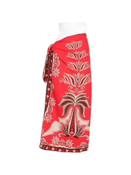 Fusta maxi Farm Rio cu model floral cu imagine roșu