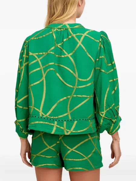 Kurtka Pearl & Caviar z perełkami zielona