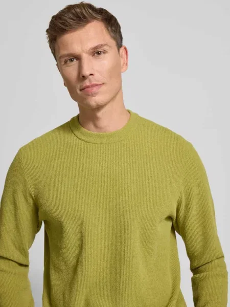 Sweter z dzianiny z prążkowanymi wykończeniami Jake*s Studio Men zielony