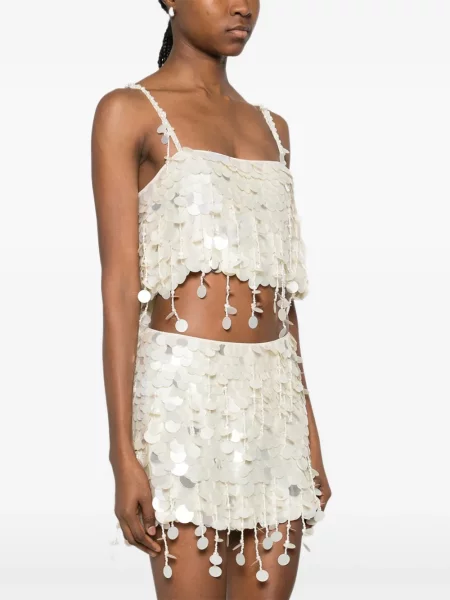 Bluzka Retrofete z koralikami biała