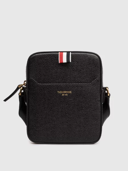 Кожаная сумка Thom Browne черная