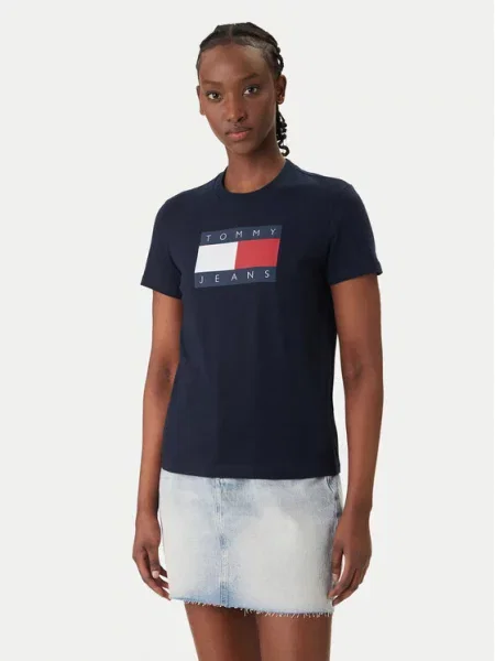 Tommy Jeans T-Shirt Flag Granatowy