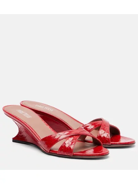 Usnjene lakirane mules Paris Texas s polno peto rdeča