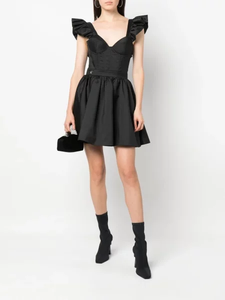 Oblekové mini mini šaty Philipp Plein s volány černé