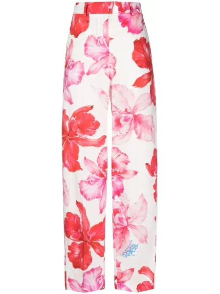 Pantaloni The Attico cu model floral cu imagine roz