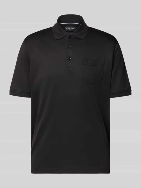 Koszulka polo o kroju regular fit z brustaszą i wyhaftowanym logo Bugatti czarna