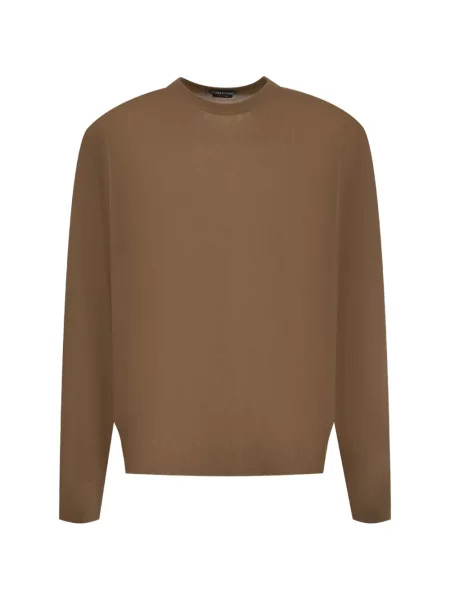 Lung pulover Tom Ford cu decolteu rotund maro