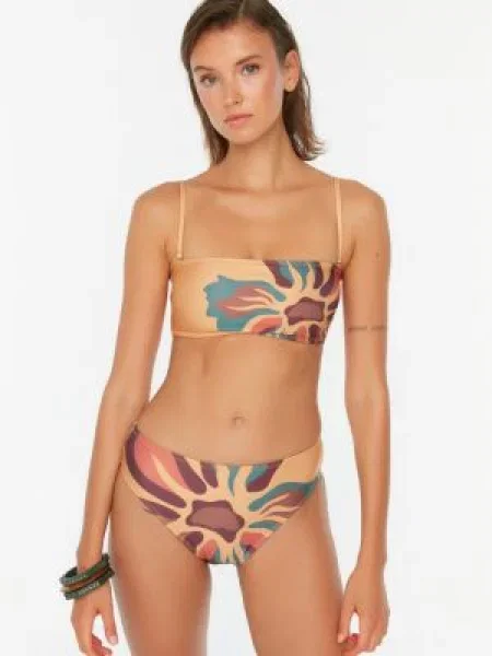 Bikini Trendyol cu model floral portocaliu