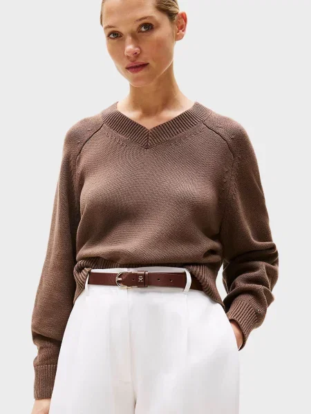 Светр Tommy Hilfiger з джерсі коричневий