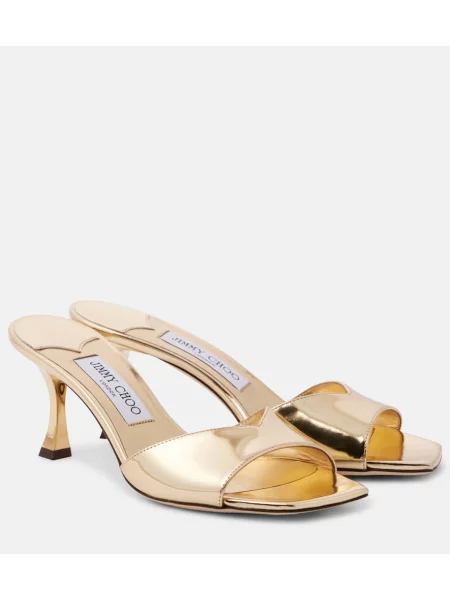 Papuci tip mules Jimmy Choo din piele auriu