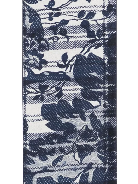 Fular Pierre-louis Mascia cu franjuri cu model floral albastru
