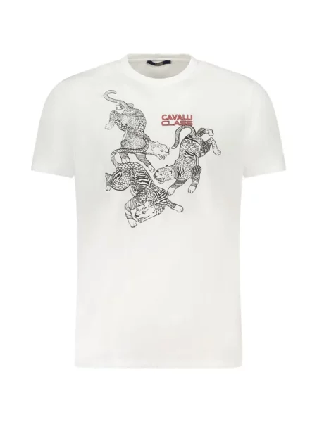 Tricou Cavalli Class cu imagine alb