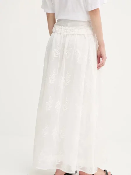 MUNTHE fustă ULINE maxi evazati alb