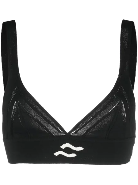 Dzianinowy top Ssheena z dekoltem w serek o krotszym kroju czarny