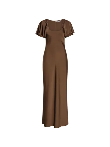 Rochie maxi Rotate Birger Christensen din satin maro