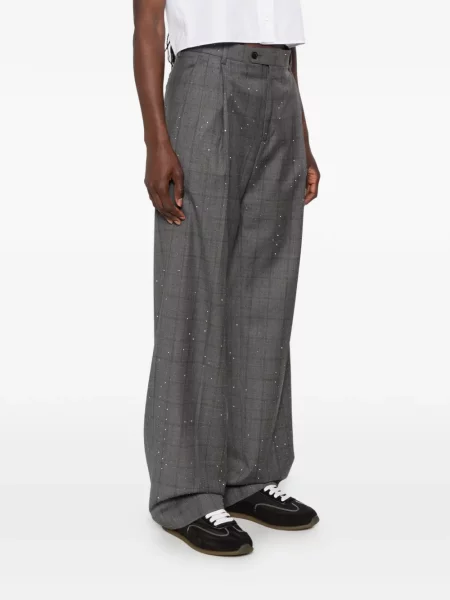 Stras pantaloni Sandro în carouri gri