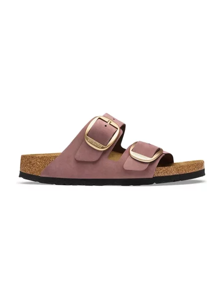 Papuci Birkenstock din piele cu cataramă roz