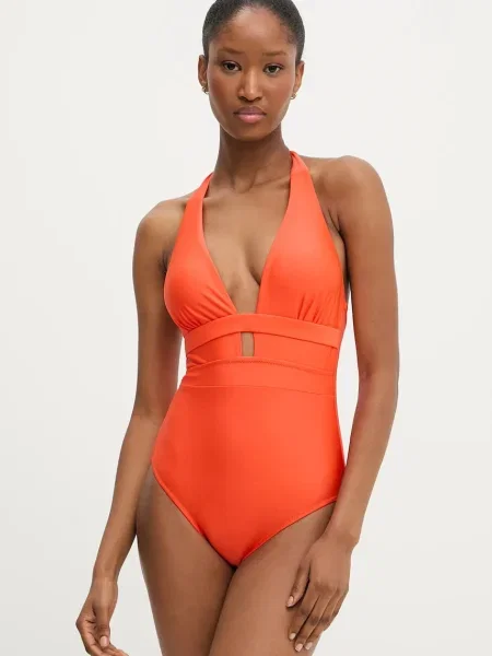 Jednodílné plavky Answear Lab mírně vyztužený košík oranžová