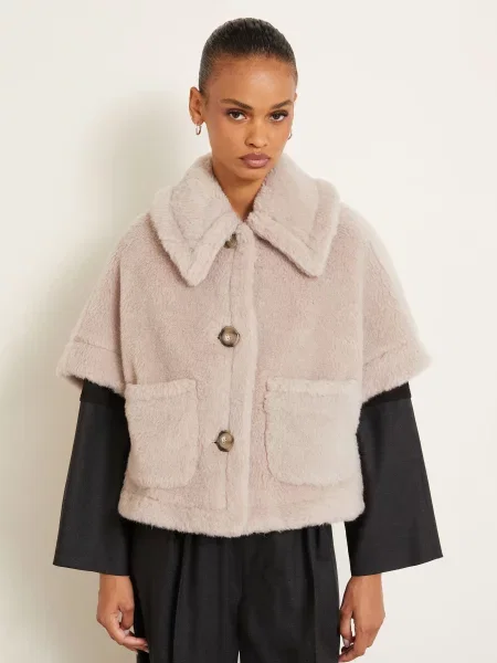 Max Mara Kamizelka Z Sztucznego Futra New Terzo Z Alpaką beige beżowa