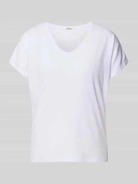 T-shirt z mieszanki o kroju relaxed fit S.oliver Red Label biała