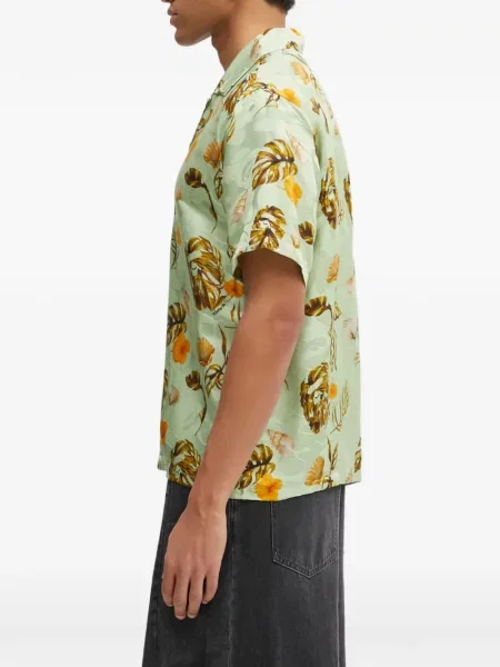 Cămașă A Bathing Ape® cu model floral scurtă verde