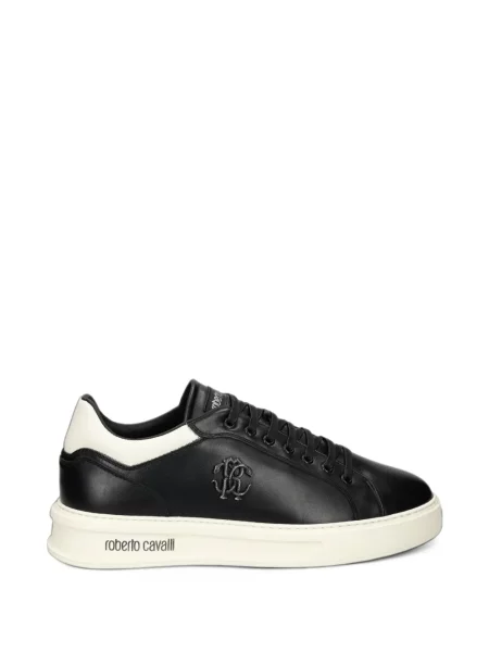 Sneakerși Roberto Cavalli din piele cu autograf negru