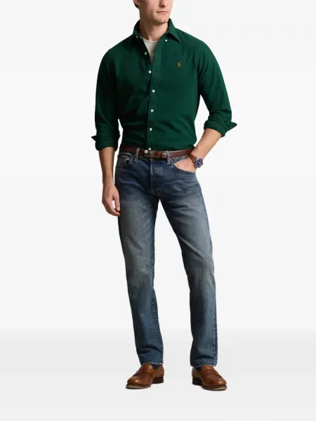 Tricou polo Polo Ralph Lauren cu glugă cu blană cu broderie roșu