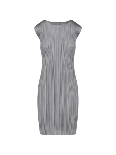 Rochie midi Pleats Please Issey Miyake fără mâneci gri