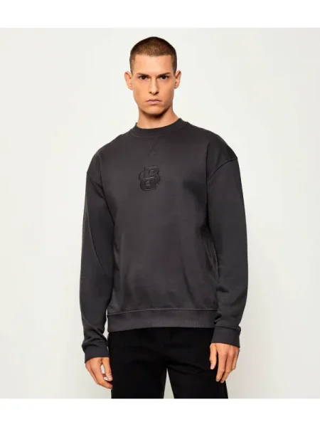BOSS BLACK Pulóver BB Patch fekete