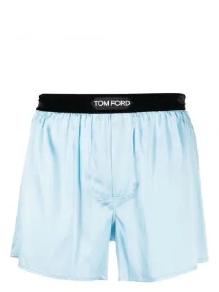 Boxeri Tom Ford de mătase cu autograf albastru