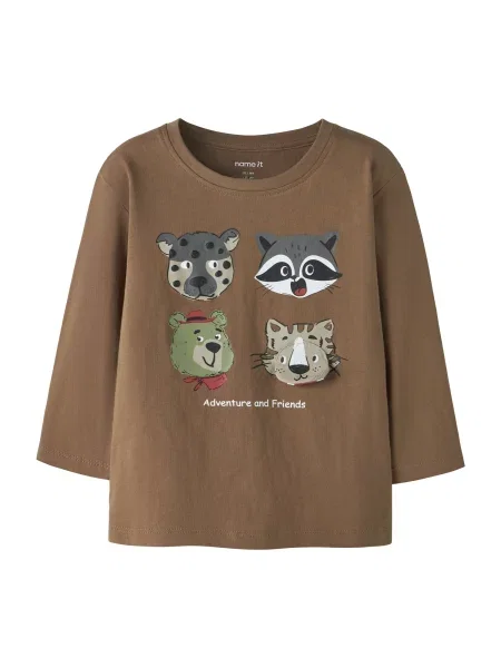 NAME IT Tricou NMMREXO crem / maro / grafit / oliv gri