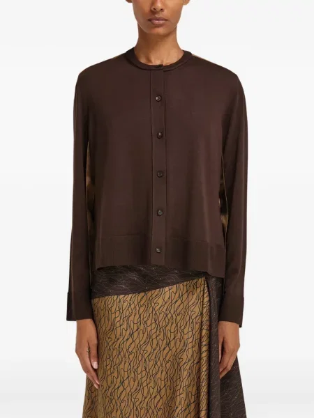 Cardigan Ferragamo de mătase maro