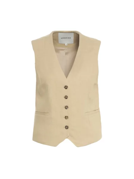 Lniana kamizelka Birgitte Herskind beżowa