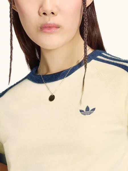 Tričko adidas Knitted T-shirt Warm Vanilla/ Night Indigo XL modré