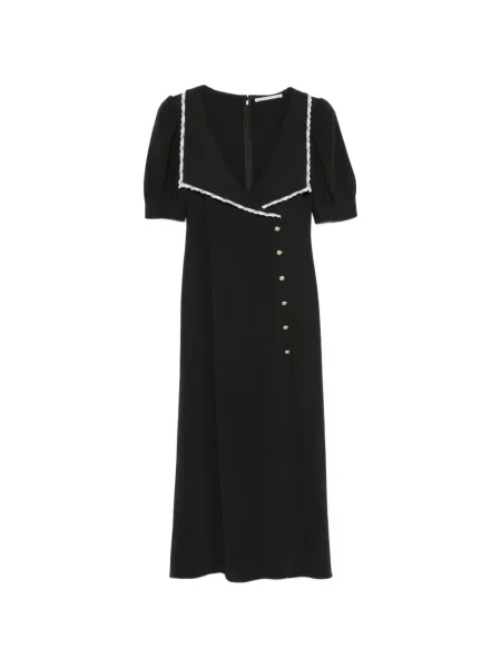 Gulerat rochie midi Alessandra Rich din dantelă negru