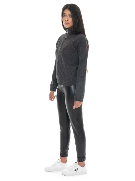 Bluza Leone Apparel Glam Winter ze stójką i zamkiem szara