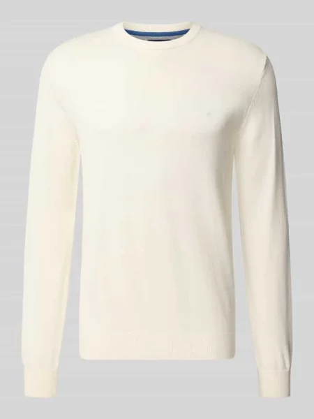 Sweter z dzianiny o kroju regular fit z mieszanki bawełny i wełny Christian Berg Men biały