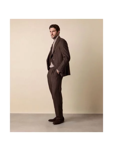 Garnitur Brooks Brothers wełniany dwurzędowy brązowy