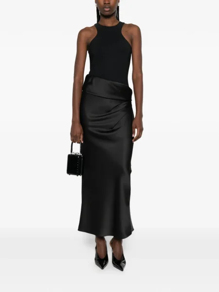 Rochie maxi Patrizia Pepe din satin de costum negru